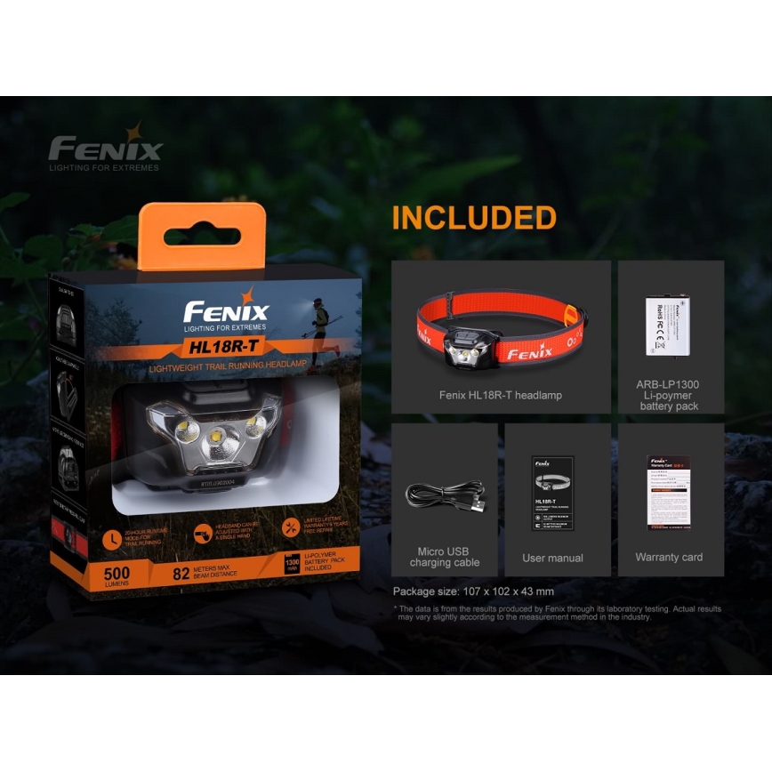 Fenix HL18RTRAIL - Lampada frontale ricaricabile LED LED/3xAAA IP66