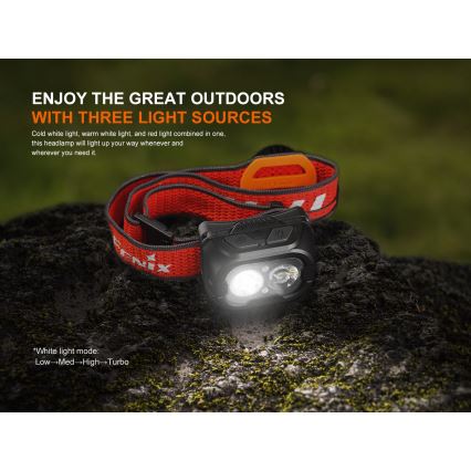 Fenix HL18RTV20BLC - LED Dimmerabile ricaricabile lampada da testa LED/USB IP66 800 lm 160 h nero/arancione