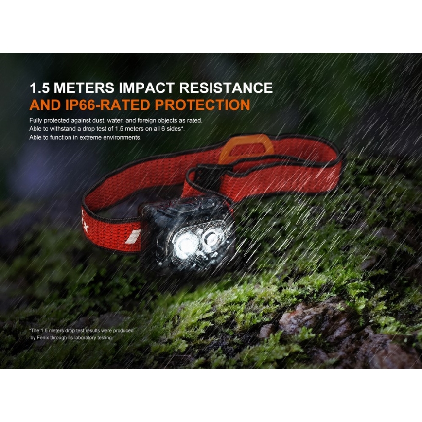 Fenix HL18RTV20BLC - LED Dimmerabile ricaricabile lampada da testa LED/USB IP66 800 lm 160 h nero/arancione
