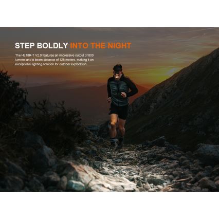 Fenix HL18RTV20BLC - Lampada frontale ricaricabile LED Dimmerabile LED/USB/3xAA IP66 800 lm 160 h 1900 mAh nero/arancione