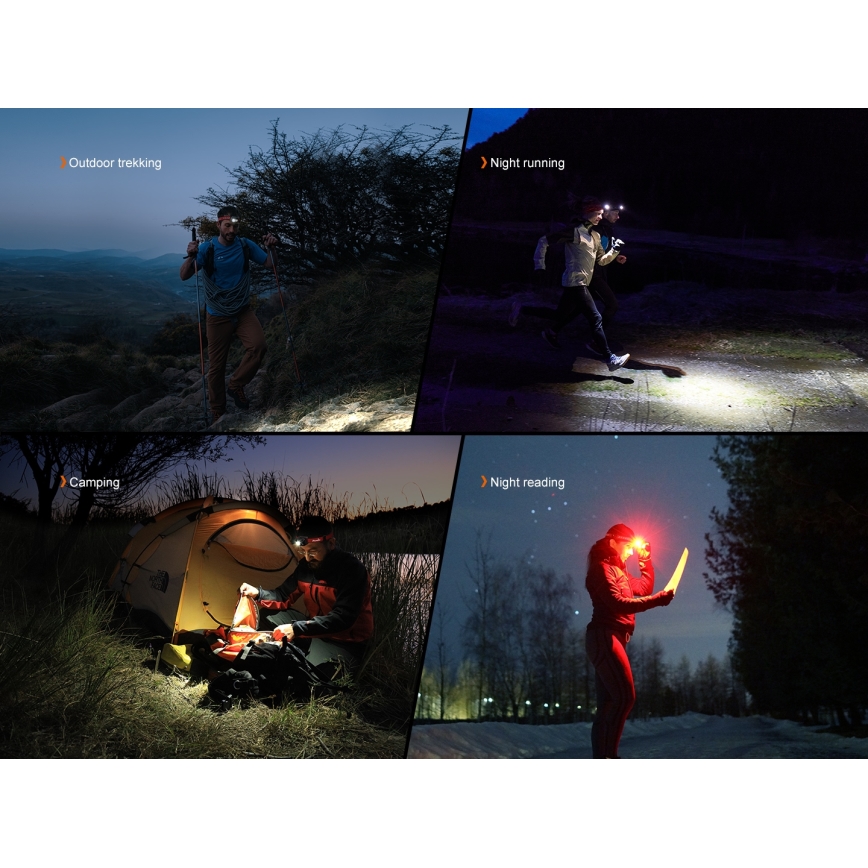 Fenix HL18RTV20BLC - Lampada frontale ricaricabile LED Dimmerabile LED/USB/3xAA IP66 800 lm 160 h 1900 mAh nero/arancione