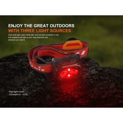 Fenix HL18RTV20WHT - LED Dimmerabile ricaricabile lampada da testa LED/USB IP66 800 lucente 160 h bianco/nero