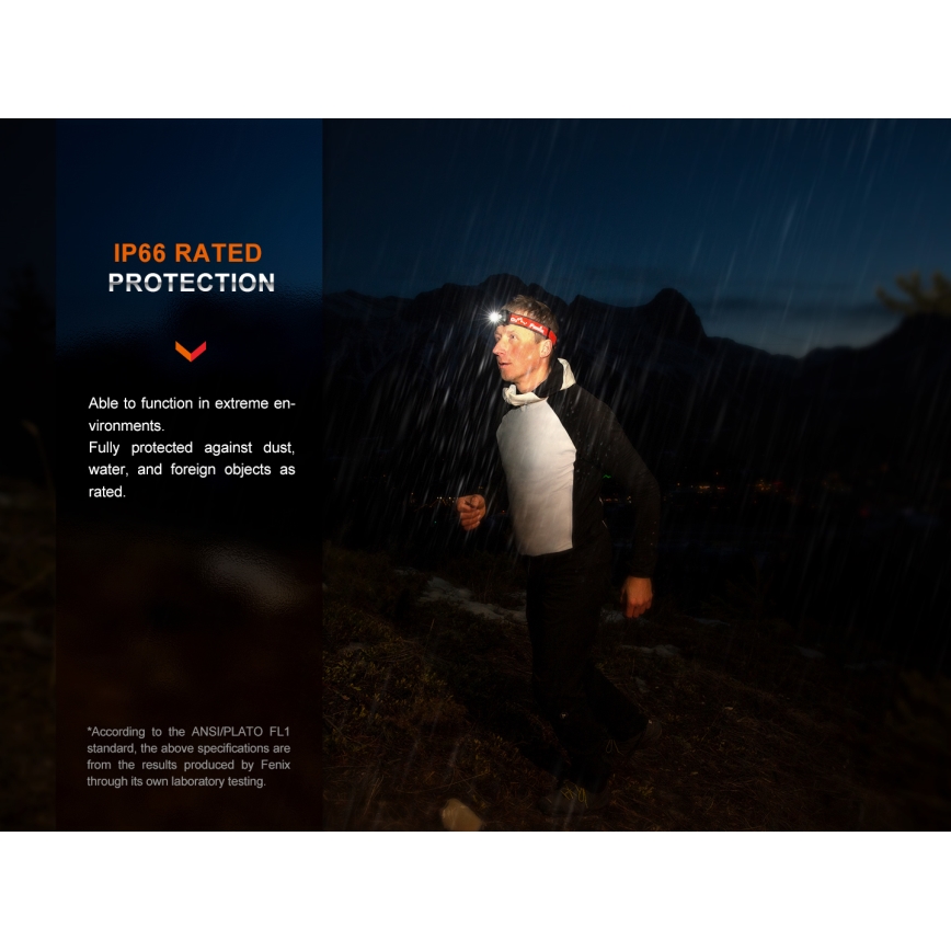 Fenix HL32RTRED - Aufladbare LED-Stirnlampe LED/USB/3xAAA IP66 800 lm 300 h rot/orange