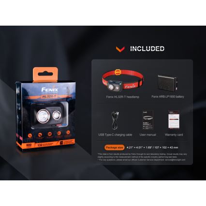 Fenix HL32RTRED - Aufladbare LED-Stirnlampe LED/USB/3xAAA IP66 800 lm 300 h rot/orange