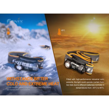 Fenix HM50RV20 - Lampada frontale ricaricabile a LED 3xLED/1xCR123A IP68