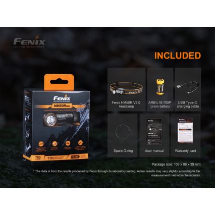Fenix HM50RV20 - Lampada frontale ricaricabile a LED 3xLED/1xCR123A IP68