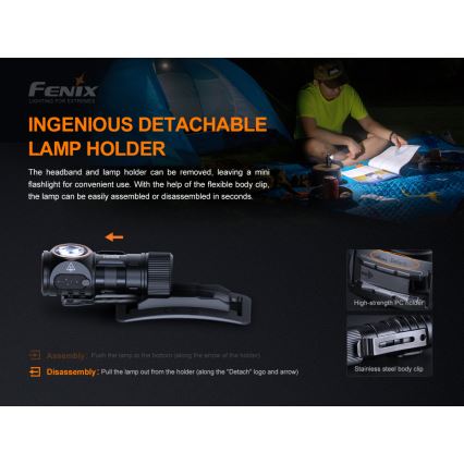 Fenix HM50RV20 - Lampada frontale ricaricabile a LED 3xLED/1xCR123A IP68