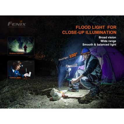 Fenix HM60R - Lampada frontale ricaricabile dimmerabile a LED 4xLED/2xCR123A IP68 1300 lm 300 h