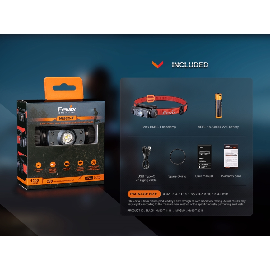 Fenix HM62TMGM - Dimmbare, wiederaufladbare LED-Stirnlampe LED/USB IP68 1200 lm 280 h