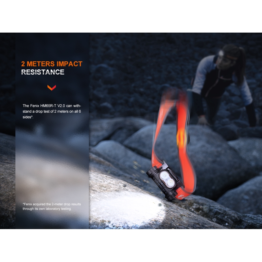 Fenix HM65RTV20PRP - Dimmbare, wiederaufladbare LED-Stirnlampe LED/USB IP68 1600 lm 300h schwarz/violett