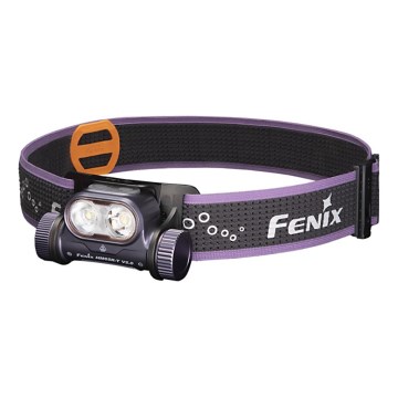 Fenix HM65RTV20PRP - Lampada frontale ricaricabile dimmerabile LED/USB IP68 1600 lm 300h nero/viola