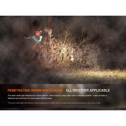Fenix HM65RTV20PRP - Lampada frontale ricaricabile dimmerabile LED/USB IP68 1600 lm 300h nero/viola