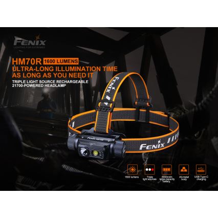 Fenix HM70R - Lampada frontale ricaricabile a LED 4xLED/1x21700 IP68