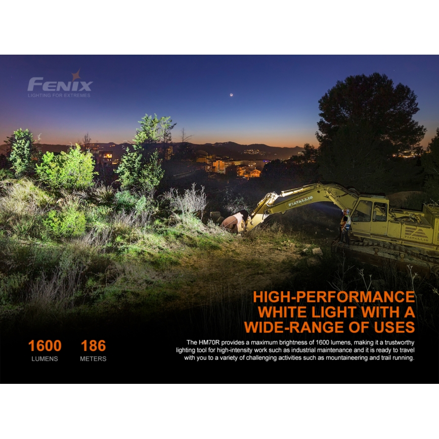 Fenix HM70R - Lampe frontale rechargeable 4xLED/1x21700 IP68 1600 lm 800 hrs