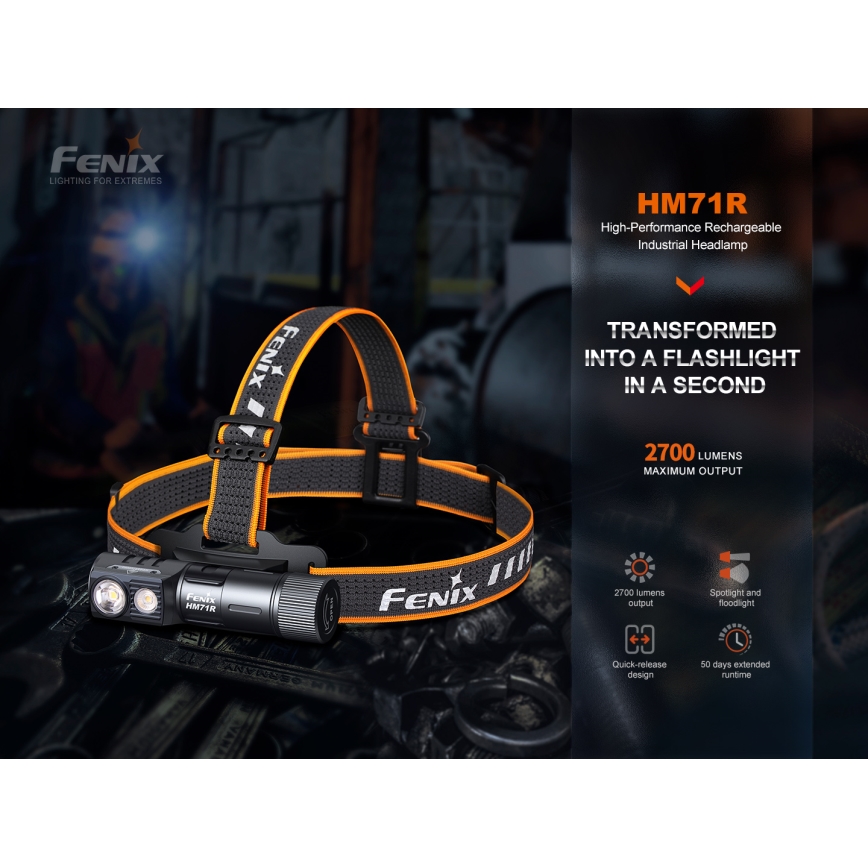 Fenix HM71R - Lampada frontale ricaricabile LED/USB IP68 2700 lm 400 h