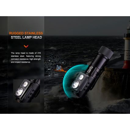 Fenix HM71R - Lampada frontale ricaricabile LED/USB IP68 2700 lm 400 h