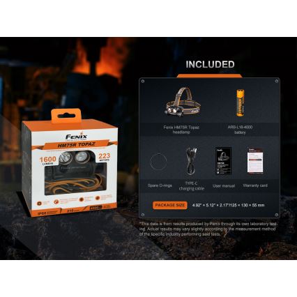 Fenix HM75RTOPAZ - Dimmbare, wiederaufladbare LED-Stirnlampe LED/USB IP68 1600 lm 210 h