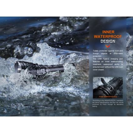 Fenix HT18R - Lampe torche à intensité variable rechargeable LED/1x21700 IP68 2800 lm 42 h 5000 mAh