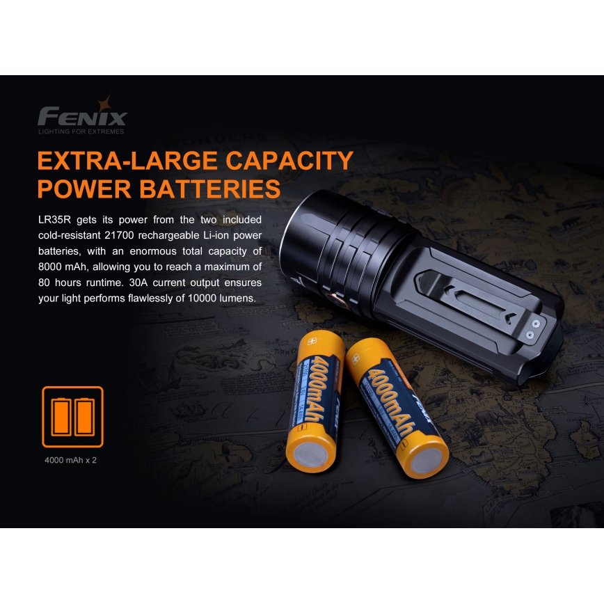 Fenix LR35R - LED Wiederaufladbare Taschenlampe 6xLED/2x21700 IP68