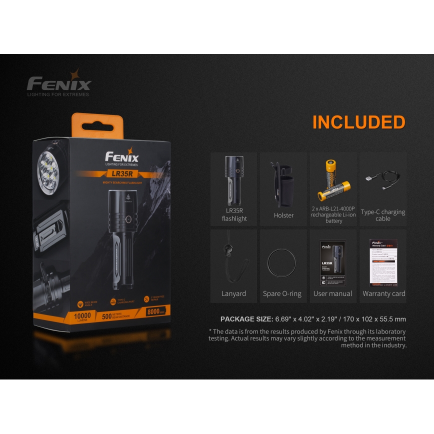Fenix LR35R - Torcia LED ricaricabile 6xLED/2x21700 IP68