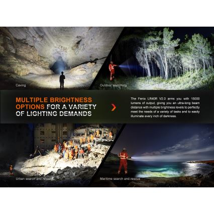 Fenix LR40RV20 - Aufladbare LED-Taschenlampe LED/USB IP68 15000 glänzend 177 h 5000 mAh