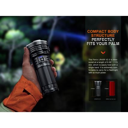 Fenix LR40RV20 - Aufladbare LED-Taschenlampe LED/USB IP68 15000 glänzend 177 h 5000 mAh