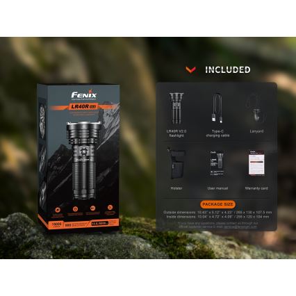 Fenix LR40RV20 - Torcia LED ricaricabile LED/USB IP68 15000 lm 177 h 5000 mAh