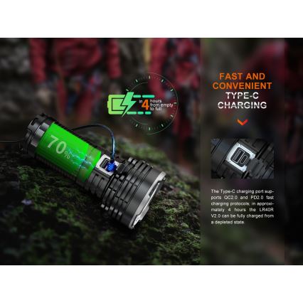 Fenix LR40RV20 - Torcia LED ricaricabile LED/USB IP68 15000 lm 177 h