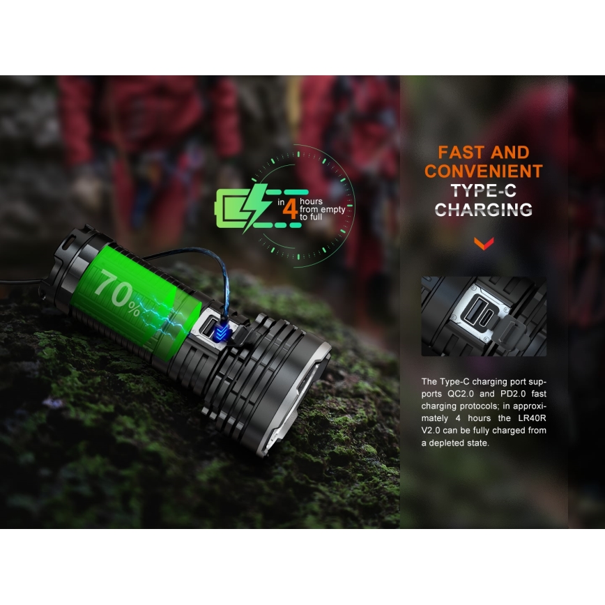 Fenix LR40RV20 - Torcia LED ricaricabile LED/USB IP68 15000 lm 177 h