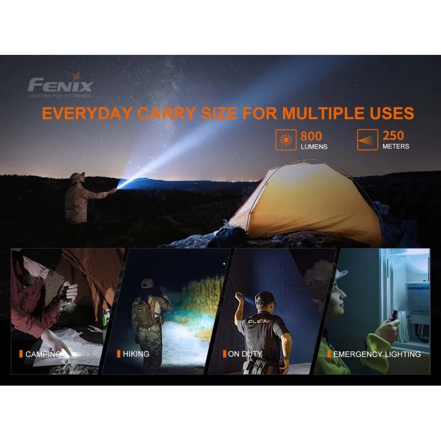 Fenix PD25R – Akku-LED-Taschenlampe LED/1xCR123A IP68 800 lm 70 h