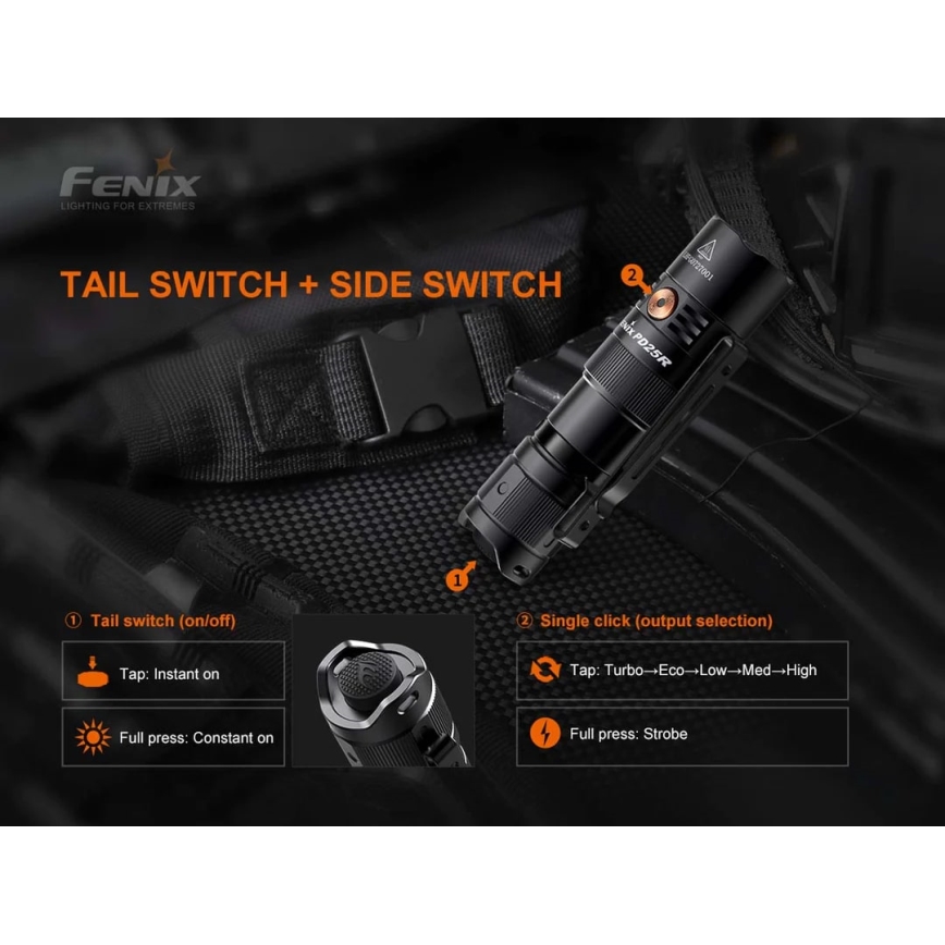 Fenix PD25R – Akku-LED-Taschenlampe LED/1xCR123A IP68 800 lm 70 h