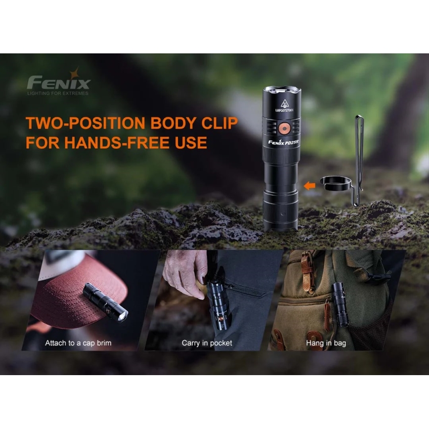 Fenix PD25R - Lampe torche rechargeable LED/1xCR123A IP68 800 lm 70 h