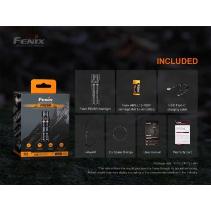 Fenix PD25R - Lampe torche rechargeable LED/1xCR123A IP68 800 lm 70 h