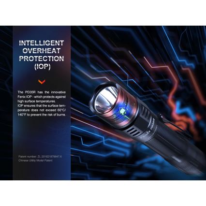 Fenix PD35R – Wiederaufladbare LED-Taschenlampe LED/USB IP68 1700 lm 100 h