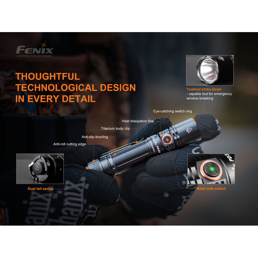 Fenix PD35V30 - LED Wiederaufladbare Taschenlampe LED/2xCR123A IP68
