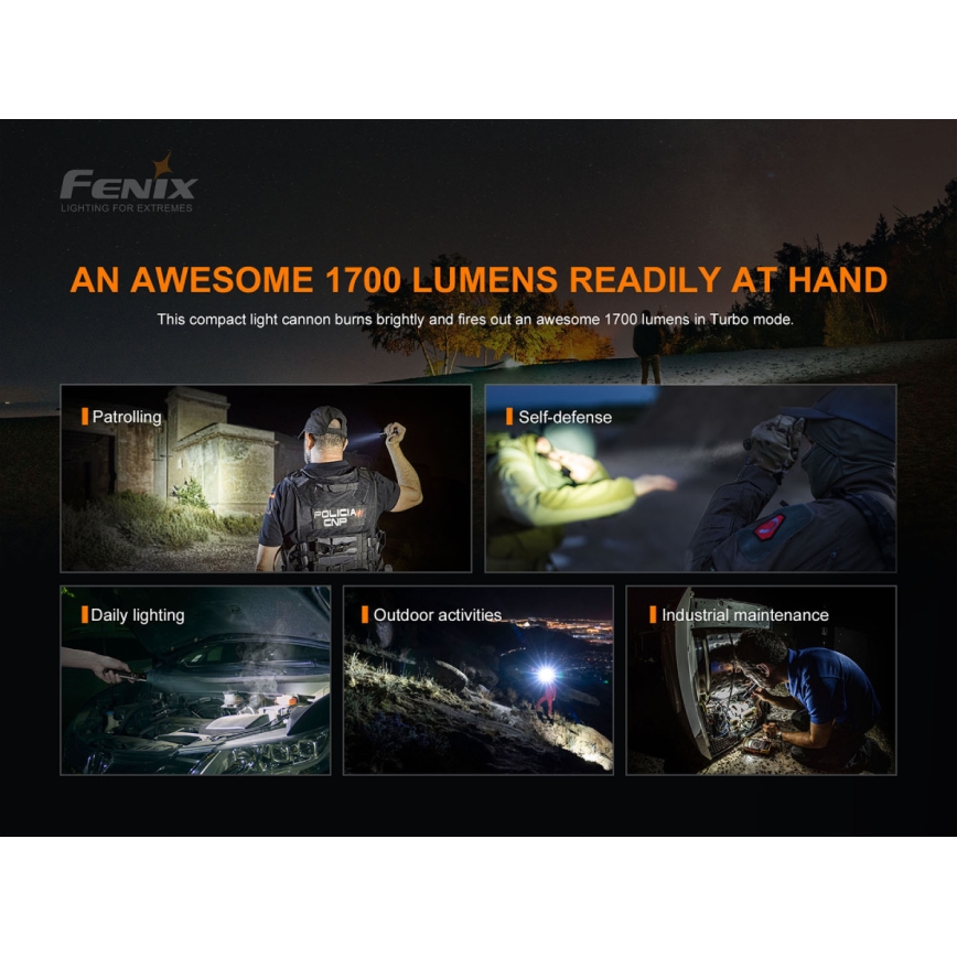 Fenix PD35V30 - LED Wiederaufladbare Taschenlampe LED/2xCR123A IP68