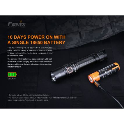Fenix PD35V30 - Torcia LED ricaricabile LED/2xCR123A IP68