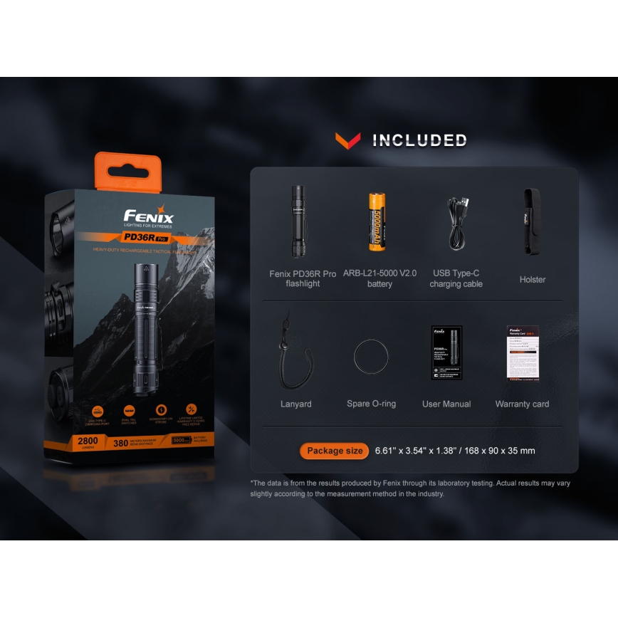 Fenix PD36RPRO - Taktische wiederaufladbare LED-Taschenlampe LED/USB IP68 2800 lm 42 h