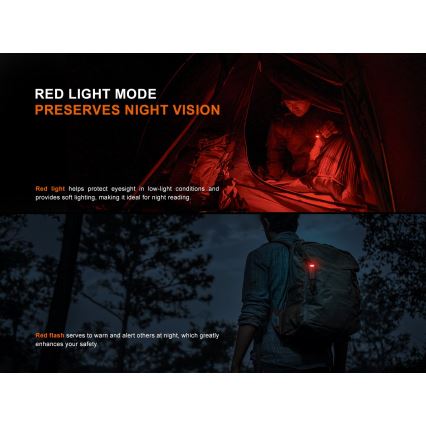 Fenix SW05RREDBLC - Lampe torche à intensité variable rechargeable LED/USB IPX6 150 lm 49 h noir