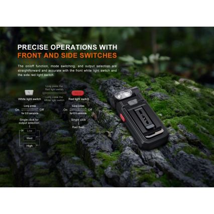 Fenix SW05RREDBLC - Lampe torche à intensité variable rechargeable LED/USB IPX6 150 lm 49 h noir