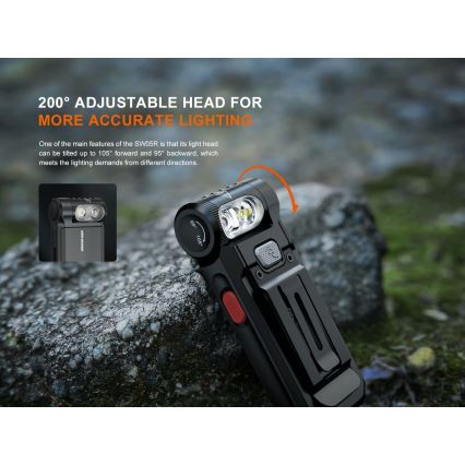 Fenix SW05RREDBLC - Lampe torche à intensité variable rechargeable LED/USB IPX6 150 lm 49 h noir