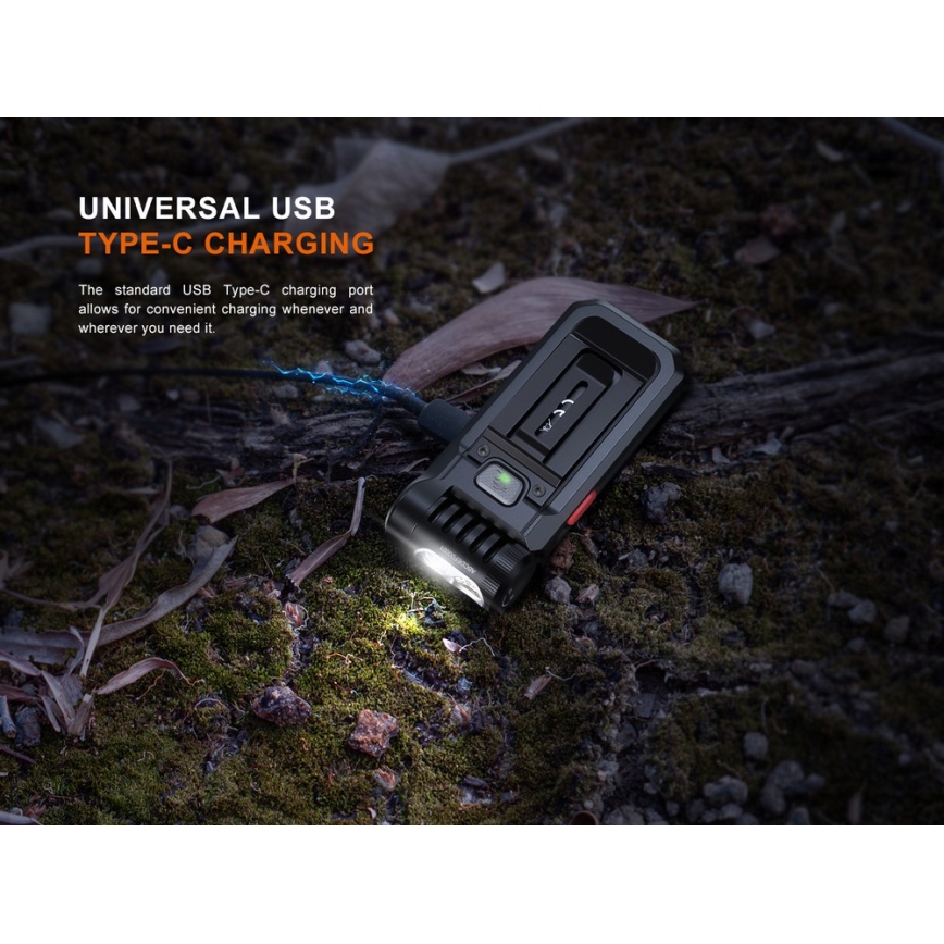 Fenix SW05RREDBLC - Lampe torche à intensité variable rechargeable LED/USB IPX6 150 lm 49 h noir