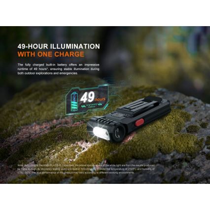 Fenix SW05RREDBLC - Lampe torche à intensité variable rechargeable LED/USB IPX6 150 lm 49 h noir