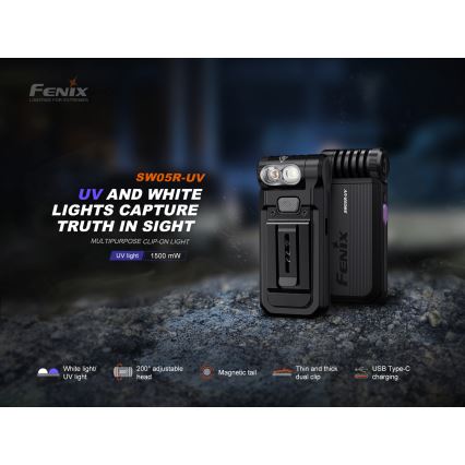 Fenix SW05RUVBLC - Dimmbare, aufladbare LED-Taschenlampe LED/USB IPX6 150 lm 49 h schwarz