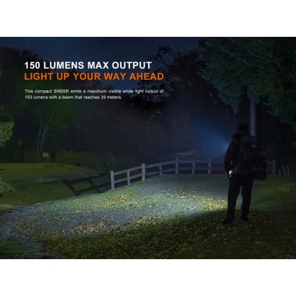 Fenix SW05RUVBLC - Dimmbare, aufladbare LED-Taschenlampe LED/USB IPX6 150 lm 49 h schwarz