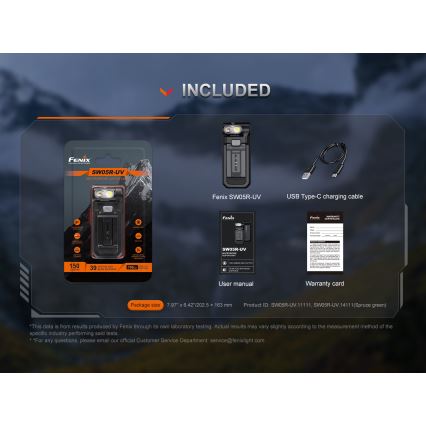 Fenix SW05RUVBLC - Dimmbare, aufladbare LED-Taschenlampe LED/USB IPX6 150 lm 49 h schwarz