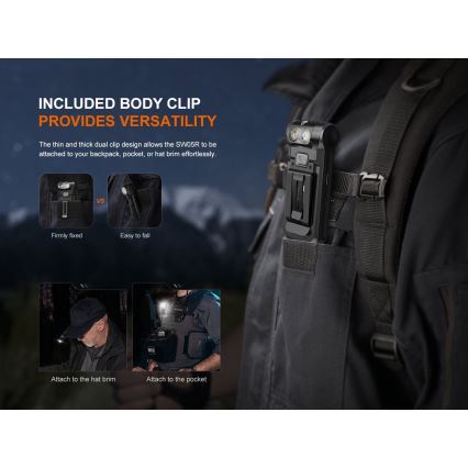 Fenix SW05RUVBLC - LED Dimmerabile ricaricabile torcia LED/USB IPX6 150 lm 49 h 700 mAh nero