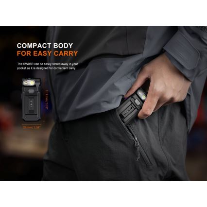 Fenix SW05RUVBLC - LED Dimmerabile ricaricabile torcia LED/USB IPX6 150 lm 49 h 700 mAh nero