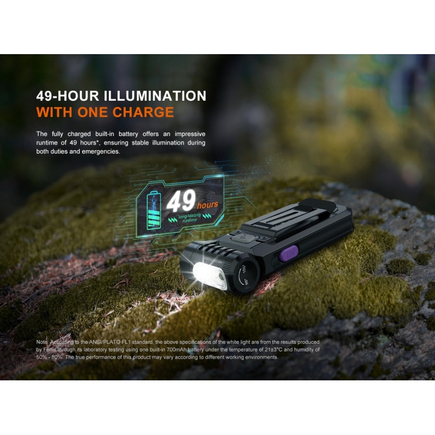 Fenix SW05RUVBLC - LED Dimmerabile ricaricabile torcia LED/USB IPX6 150 lm 49 h 700 mAh nero
