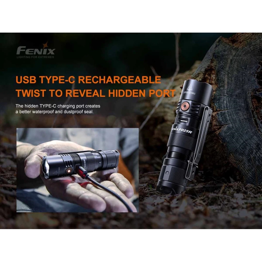 Fenix ​​​​PD25R - LED Torcia ricaricabile LED/1xCR123A IP68 800 lm 70 h